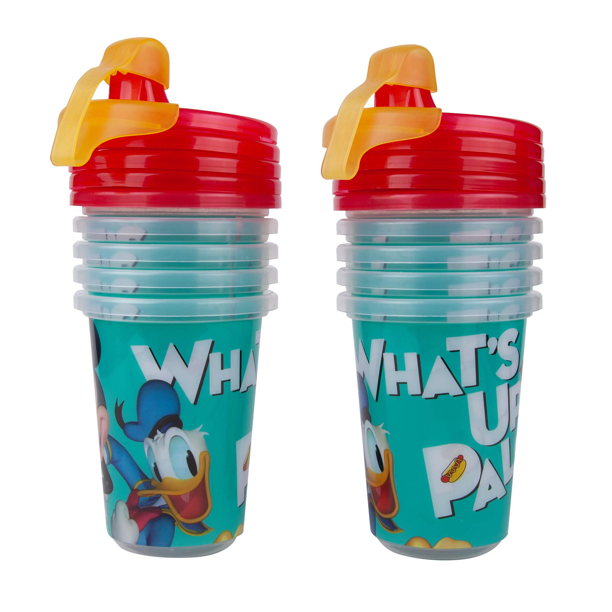 The First Years Take & Toss Disney Mickey Mouse Sippy Cups - Reusable Toddler Cups with Lids & 2 Travel Caps - 10oz (10-Pack) - Perfect for Kids Parties, Daycare, and On-the-Go Hydration