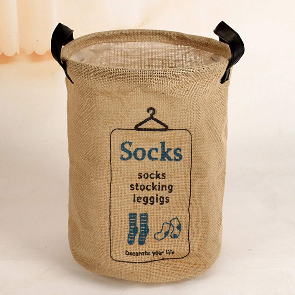 Tgoon Collapsible Jute Laundry Basket - Japanese Style Multifunctional Storage Organizer for Clothes, Socks & Home Essentials | Perfect for Bedroom, Bathroom & Closet Organization