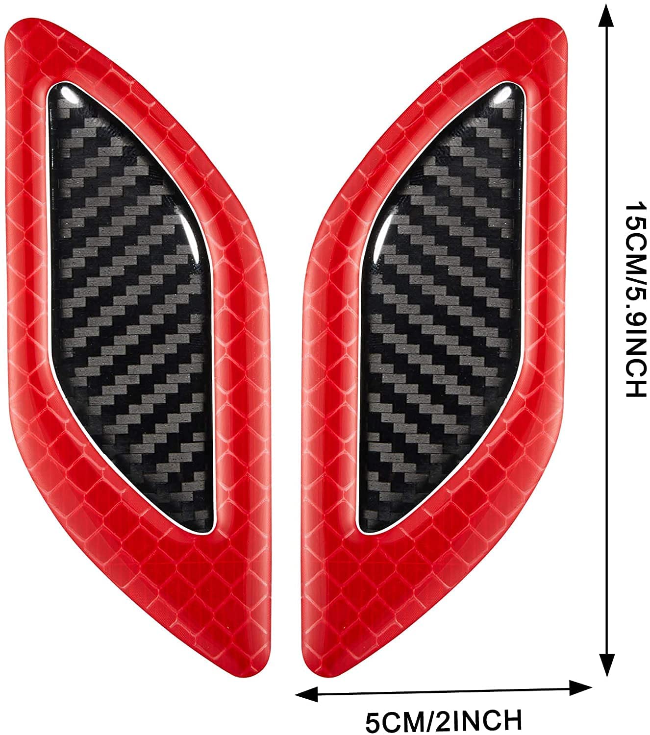 Allure Auto® Carbon Fiber Reflective Car Sticker - Anti-Scratch Warning Decal for Volkswagen Polo Bumper, Door, Fender & Hood (Red) | High Visibility Safety Protection for Night Driving & Parking