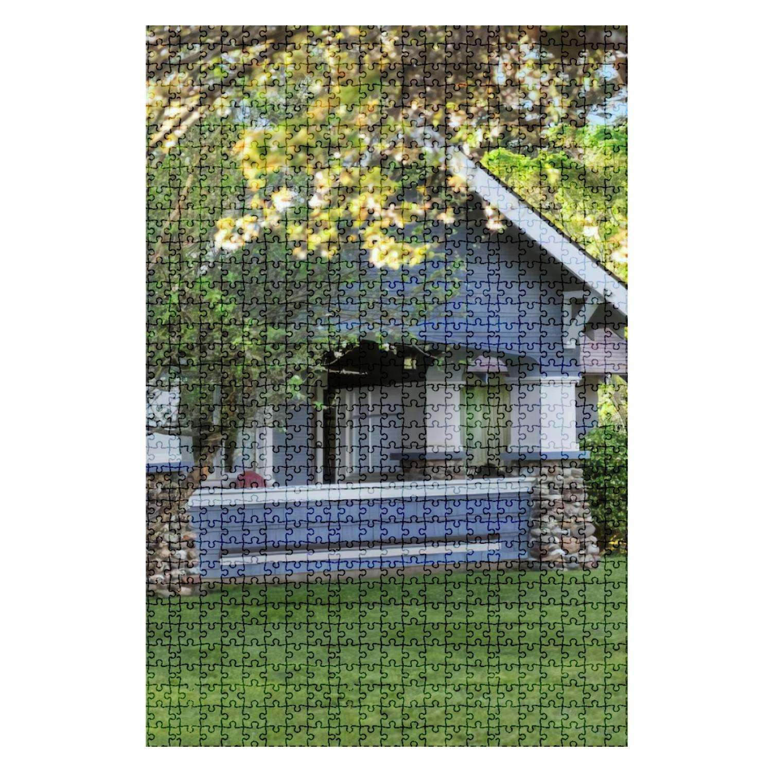 1000-Piece Wooden Jigsaw Puzzle - Historic Craftsman House with River Rock Pillars - Challenging DIY Puzzle for Adults & Kids - Educational Toy & Home Decor Gift - Perfect for Family Game Nights & Stress Relief Activities
