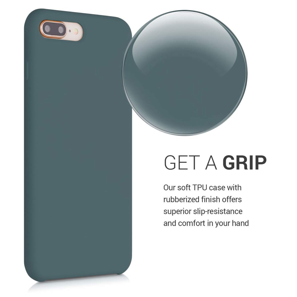 kwmobile Premium TPU Silicone Case for Apple iPhone 7 Plus/iPhone 8 Plus - Shockproof Protective Phone Cover with Soft Matte Finish in Dark Slate - Perfect for Everyday Use, Work & Travel Protection
