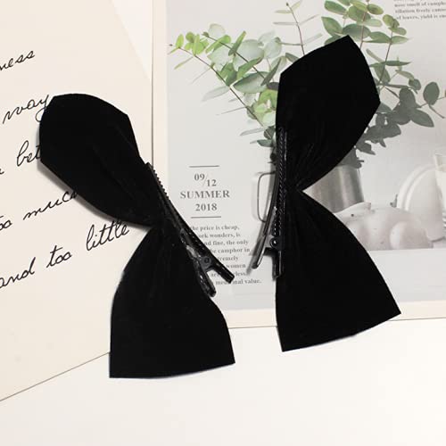 1 Pair Cute Ribbon Bow Hair Clips for Girls, Women & Kids - Black Hair Accessories for School, Parties & Everyday Wear
