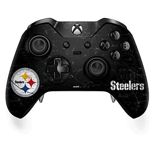 Officially Licensed NFL Pittsburgh Steelers Distressed Gaming Skin for Xbox One Elite Controller - Custom Decal Protection for Gamers | Perfect for Gaming Tournaments & Showcasing Team Pride