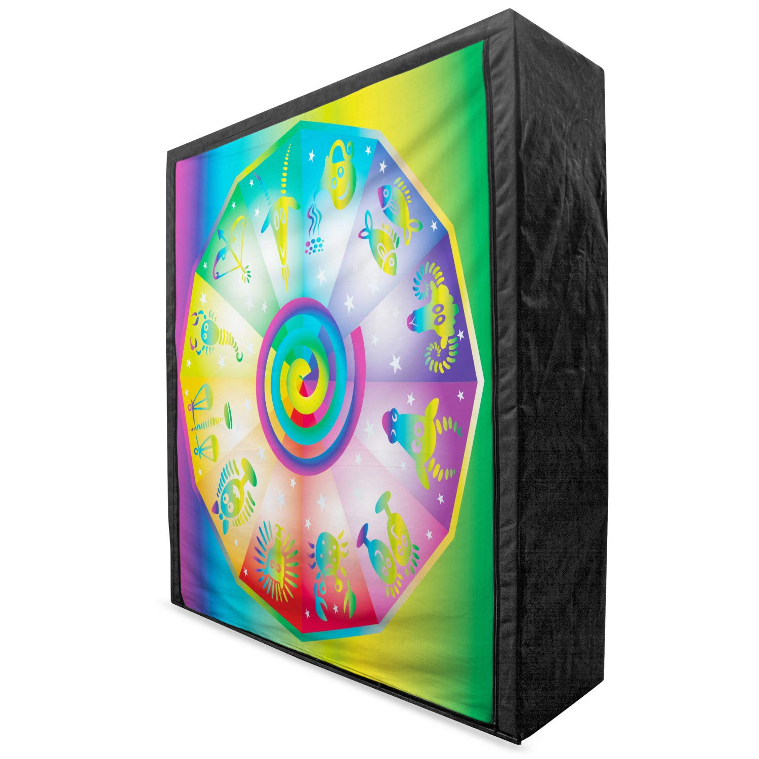 Ambesonne Astrology Portable Fabric Wardrobe - Hippie Style Rainbow Stars & Horoscope Signs - 59