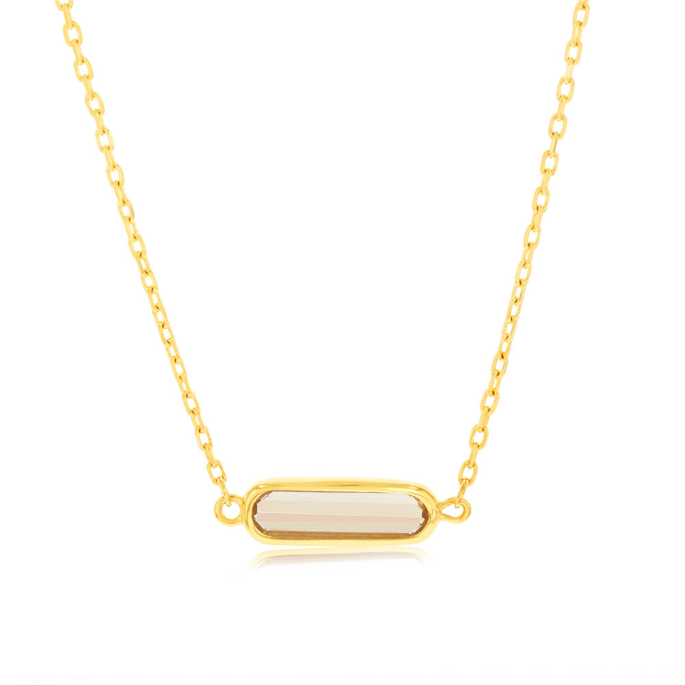 9ct Yellow Gold Natural Quartz Pendant Necklace for Women - Elegant Crystal Jewelry Gift for Birthday, Anniversary & Special Occasions