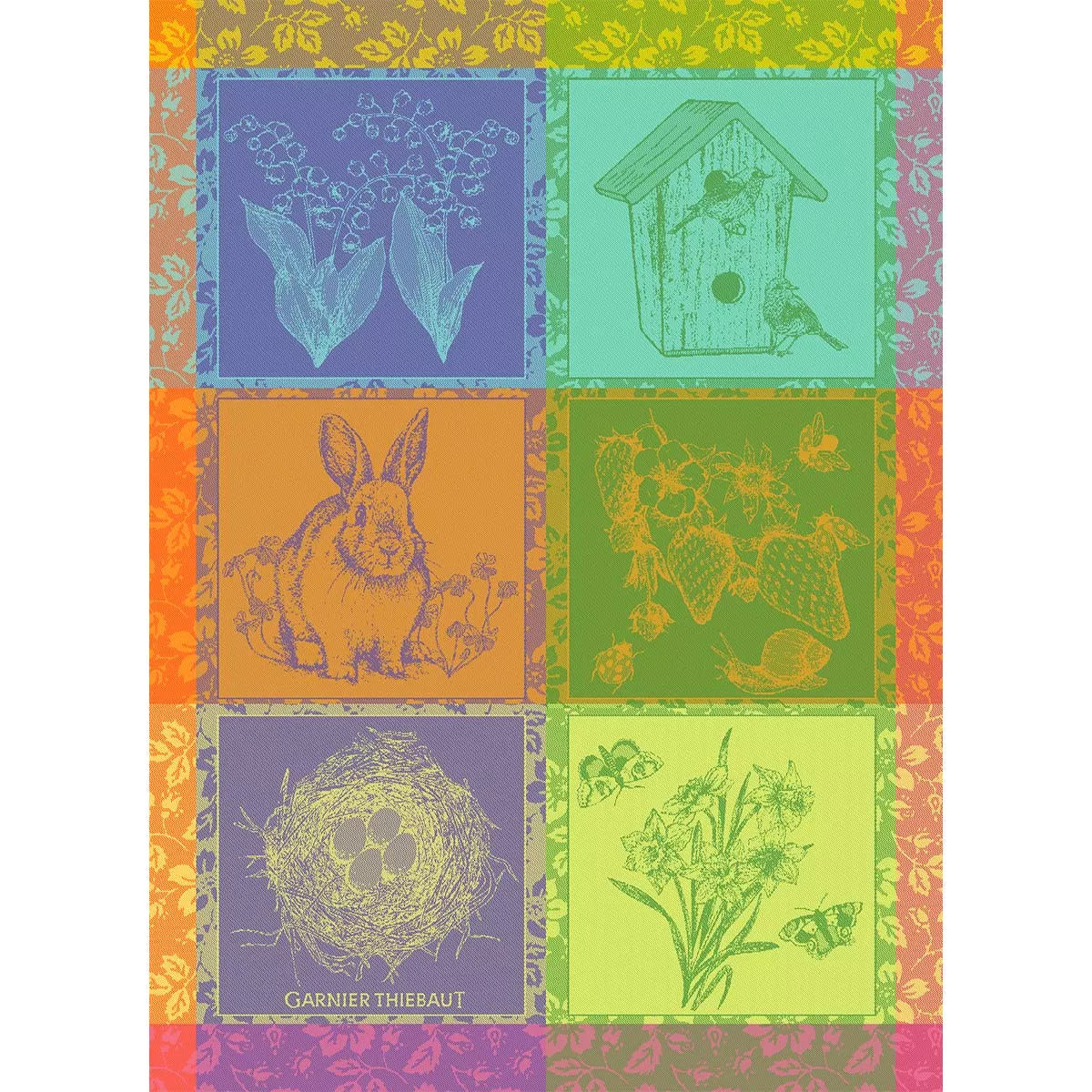 Garnier Thiebaut Premium Cotton Tea Towels Set - Hello Spring Prairie Floral Design - Absorbent Kitchen Towels for Drying Dishes, Decor & Spring Home Decor