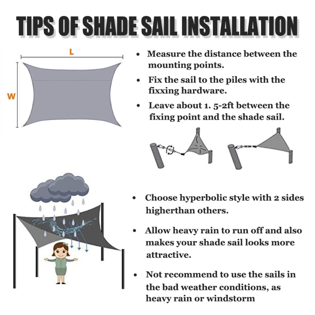 13' x 26' Waterproof Sun Shade Sail - 95% UV Block Outdoor Canopy with Hardware Kit - Dark Gray Oxford Cloth Awning for Patio, Garden & Backyard Sun Protection | Perfect for Poolside, Deck & Outdoor Relaxation