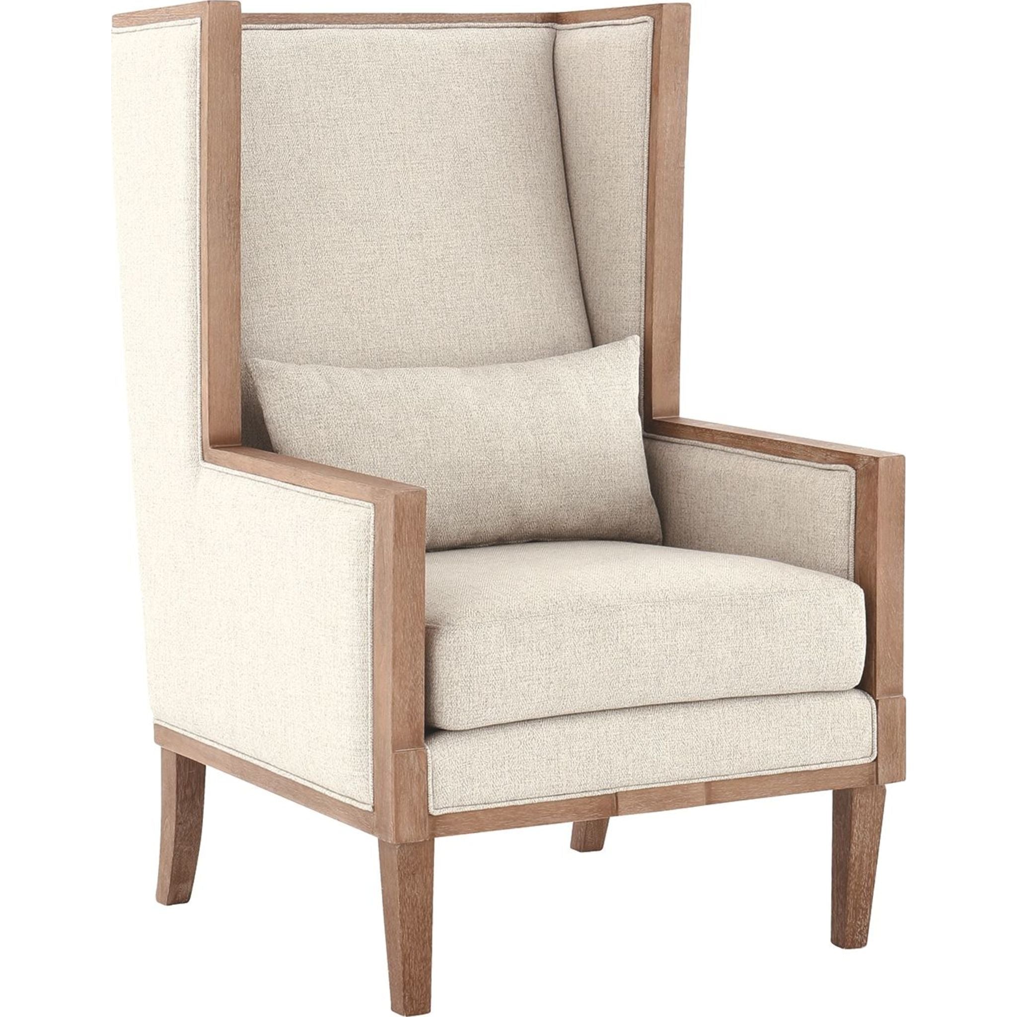 Avila Accent Chair - Modern Linen Upholstered Lounge Chair for Living Room, Bedroom & Office - Comfortable Reading Chair with Sturdy Wooden Legs