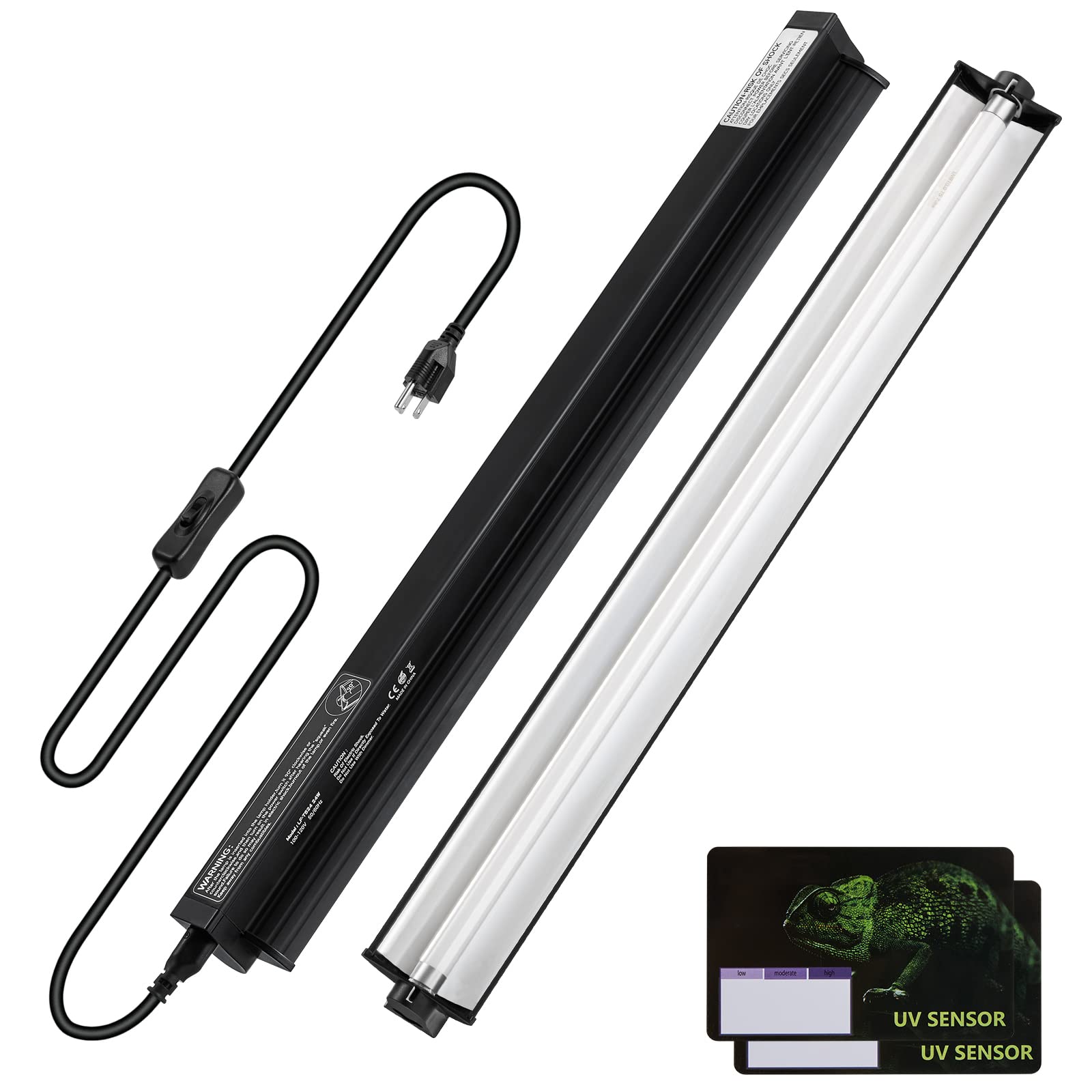 24W HO T5 UVB Reptile Light Fixture with 10.0 UVB Bulb - Terrarium Lighting for Bearded Dragons, Turtles, Lizards & Snakes | Perfect for Desert & Tropical Reptile Habitats