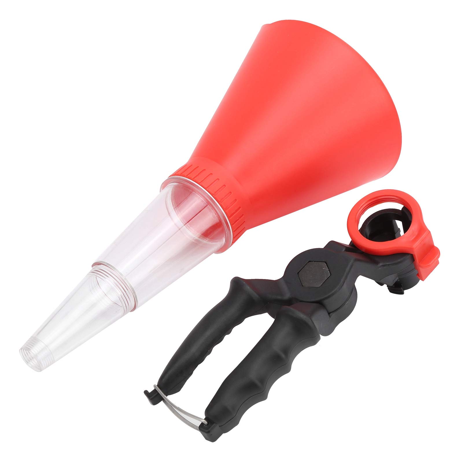 Adjustable Non-Leak Oil Funnel with Fixed Bracket - Drip-Free Pouring Spout Tool Kit, Universal Clamping Width Plastic Funnel for Car, Motorcycle & Lawn Mower Engine Oil Change - Perfect for DIY Auto Maintenance & Garage Use
