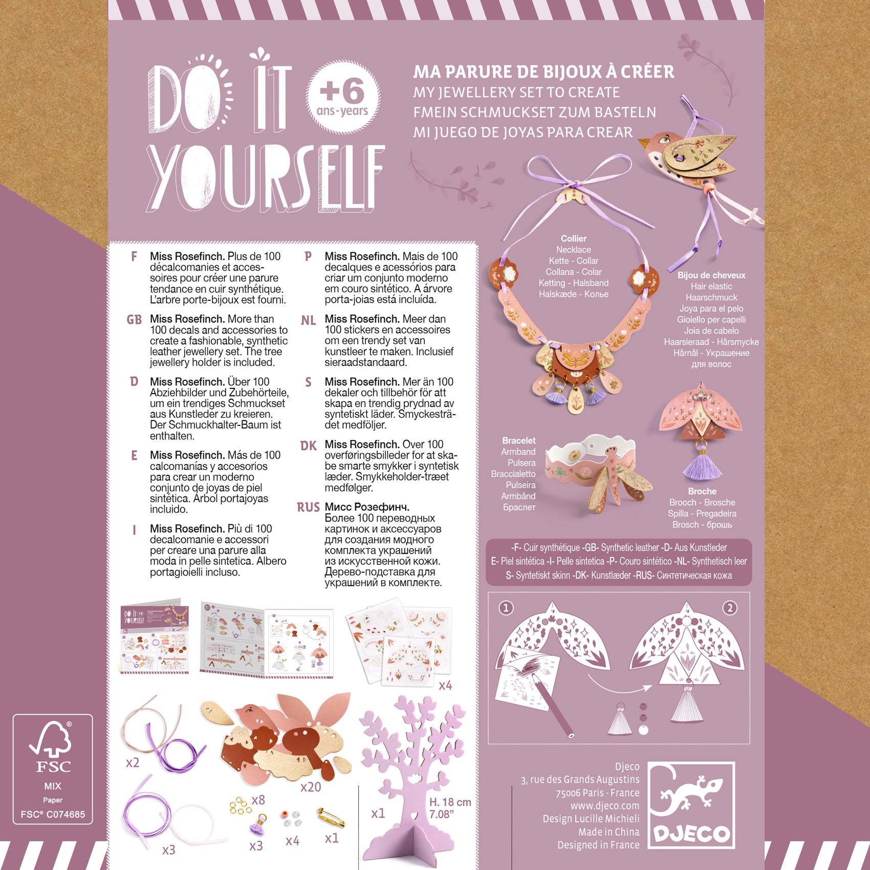DIY Miss Rosefinch Leather Jewelry Making Kit - Handcrafted Beaded Bracelet & Necklace Set for Teens & Adults - Perfect for Gifts, Parties & Creative Crafting