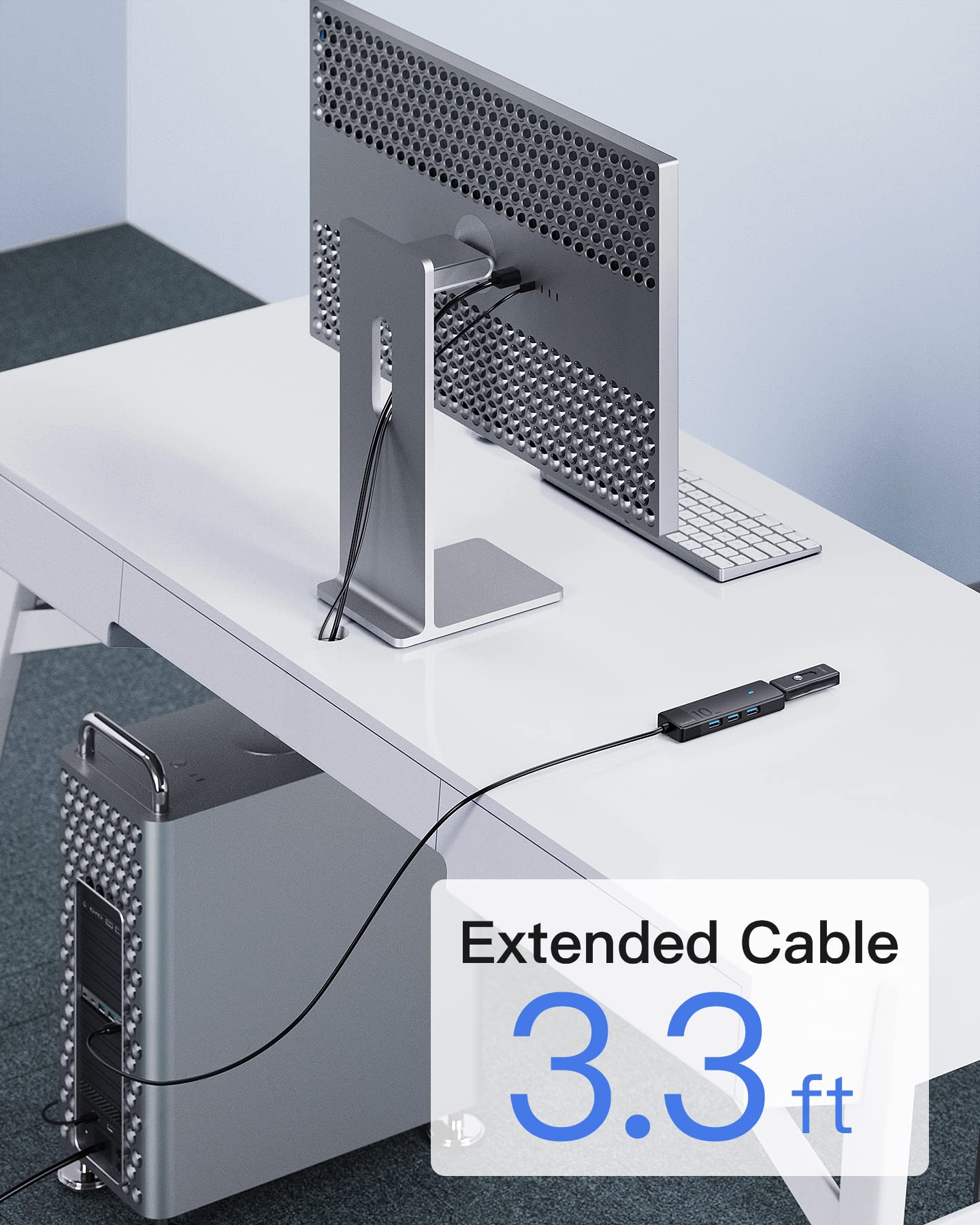 Inateck 4-Port USB 3.2 Gen 2 Hub with 100cm Cable - High-Speed Data Transfer for Laptop, PC, MacBook, Gaming & Office Accessories