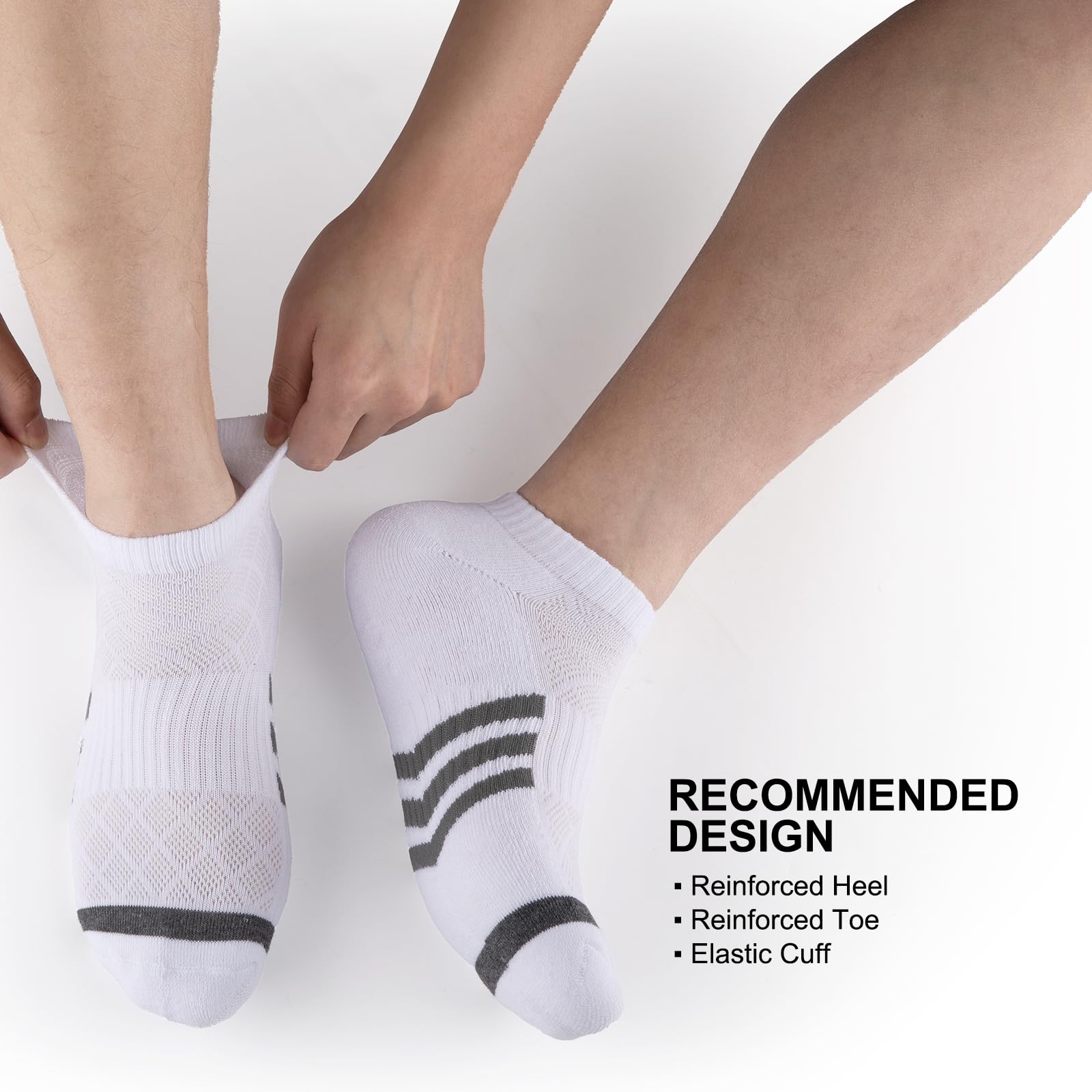 Heatuff 12 Pairs Men's Cushion Ankle Socks - Athletic Running Socks with Breathable Fabric & Arch Support for Sports, Workout, Gym & Everyday Wear