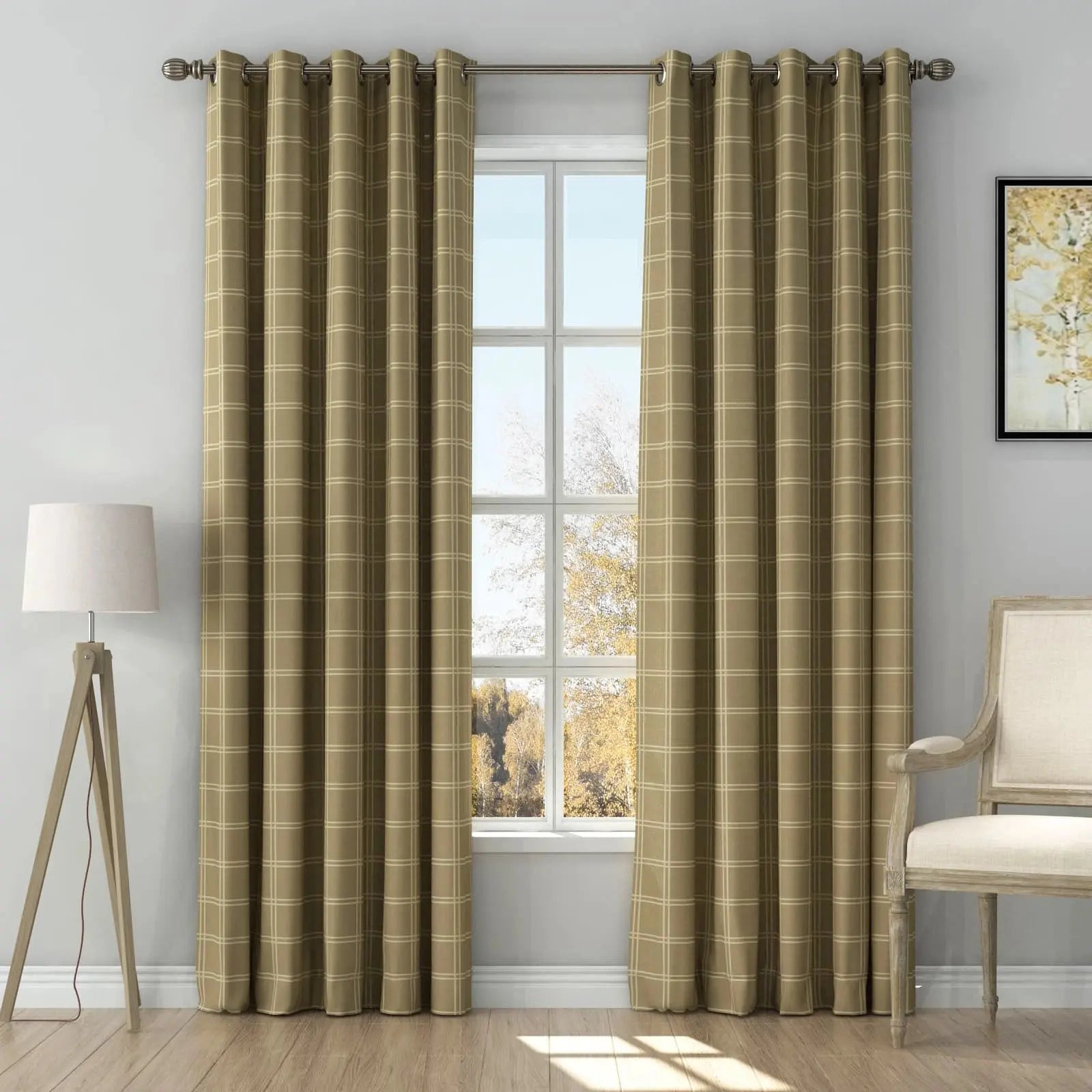 Double Windowpane taupe khaki DW84