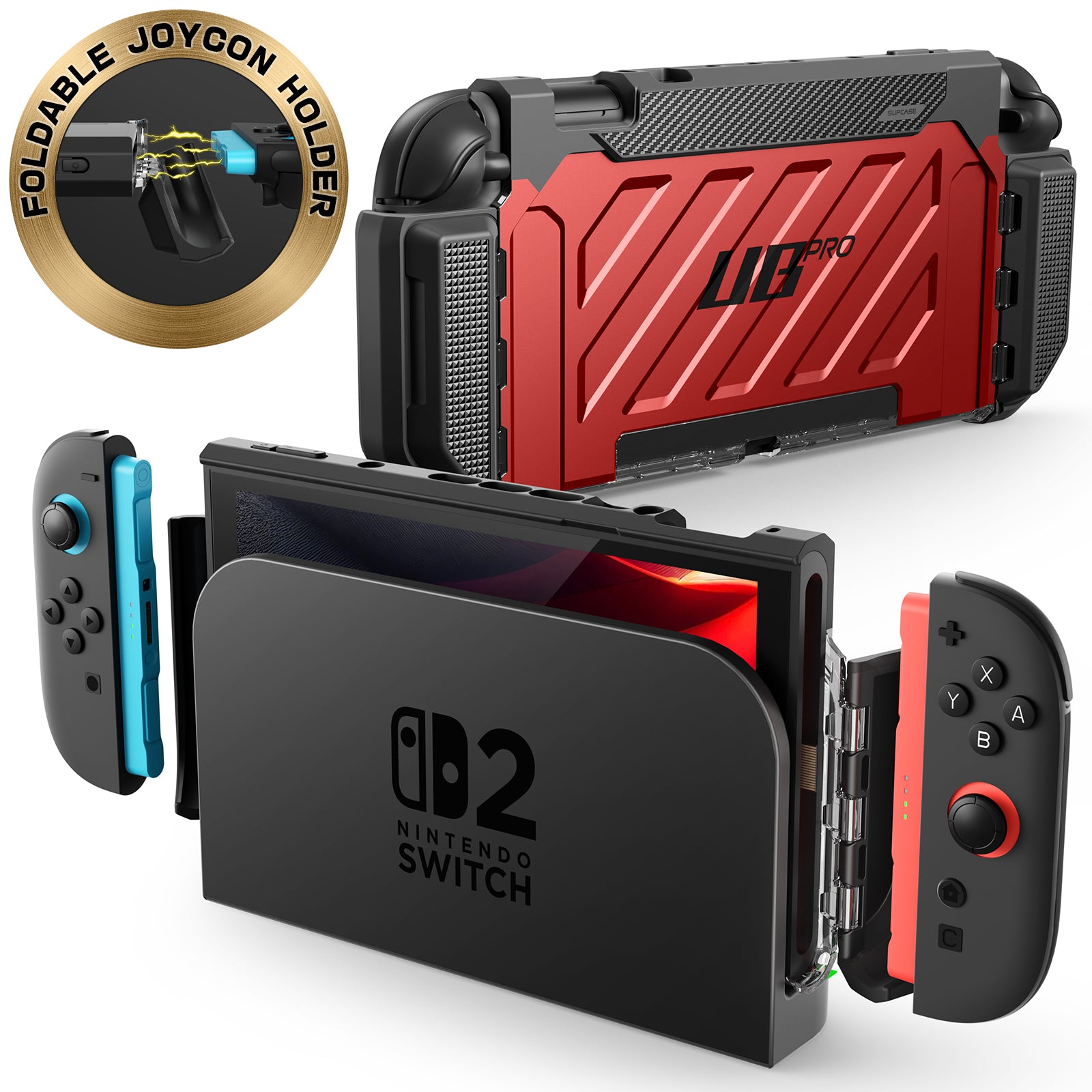 Nintendo Switch 2 Unicorn Beetle PRO Protective Gaming Case - Shockproof & Scratch-Resistant Cover for Nintendo Switch 2 Console (Metallic Red) - Perfect for Travel, Outdoor Gaming & Daily Protection