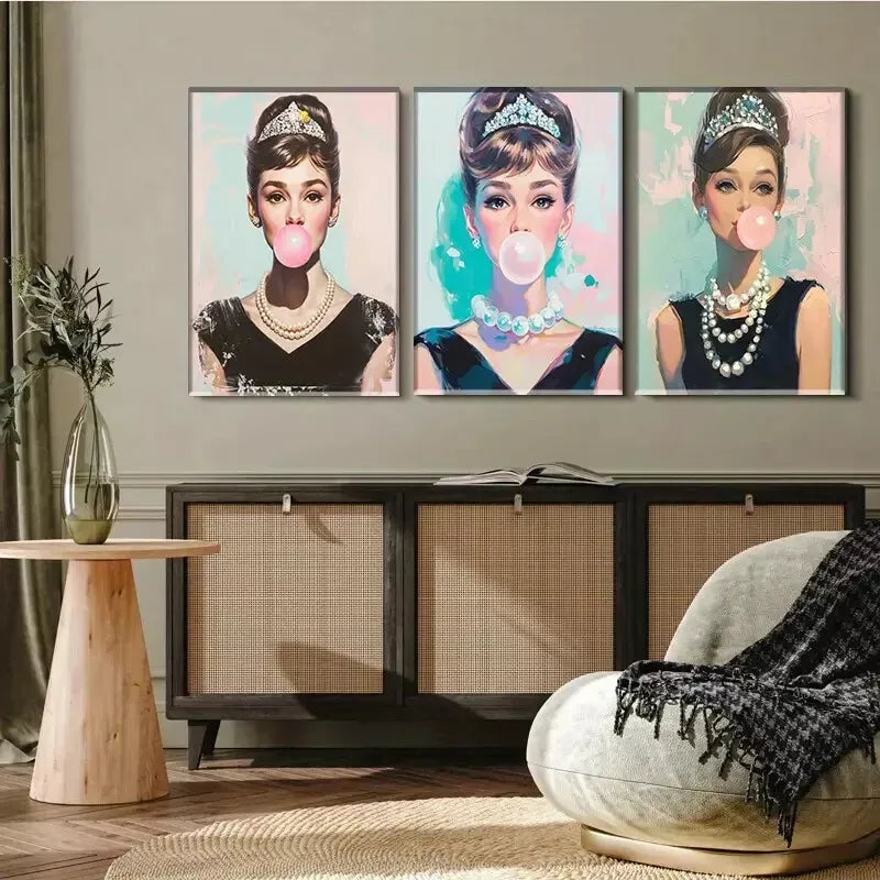 3-Piece Pop Art Bubblegum Triptych Wall Art Set - Framed Canvas 40x60cm - High Quality Print - 100% Australian Made - Ready to Hang - Perfect for Living Room, Bedroom & Office Decor