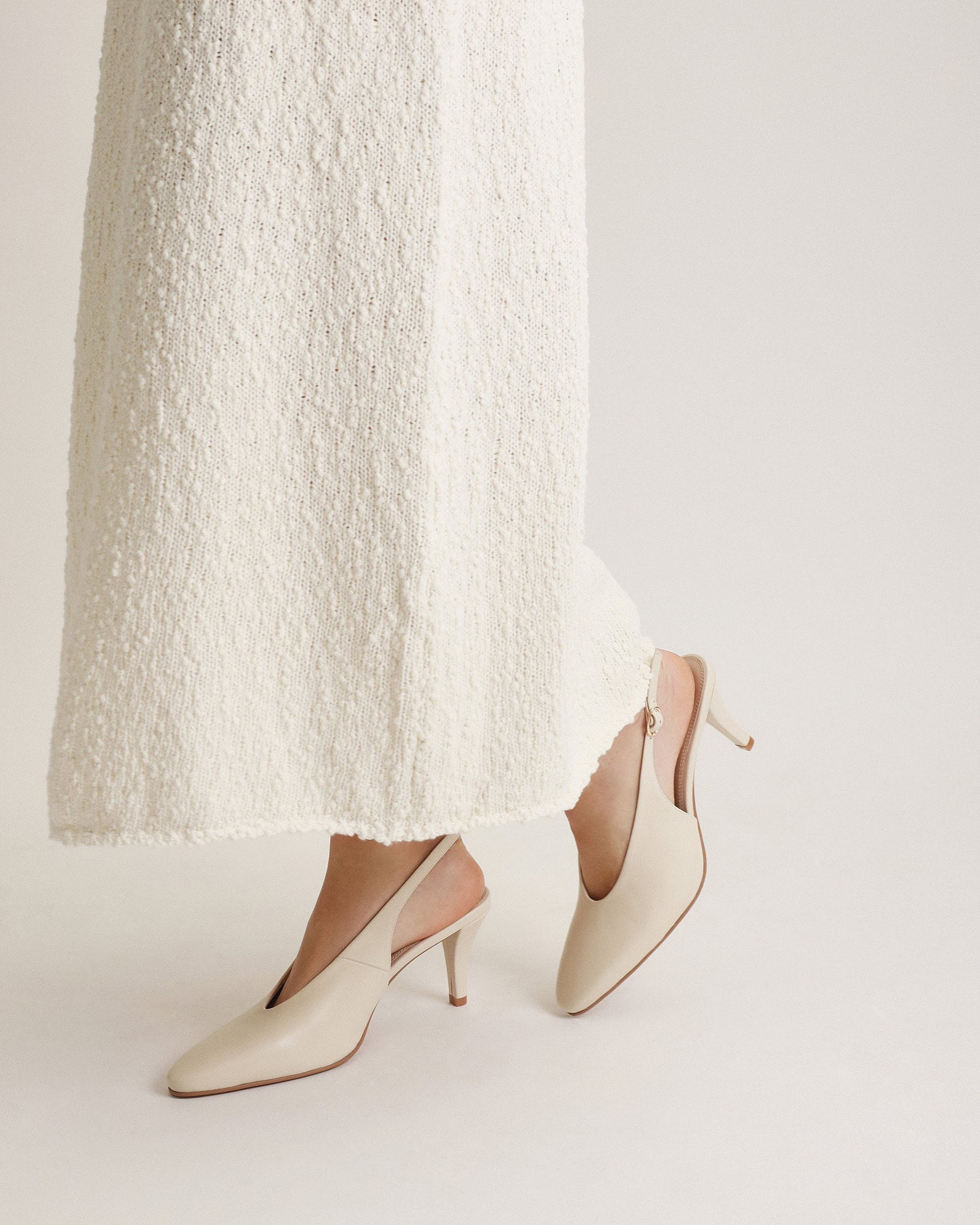 Justine Mid Heel Off White Leather Women's Shoes - Elegant & Comfortable for Work, Parties & Weddings