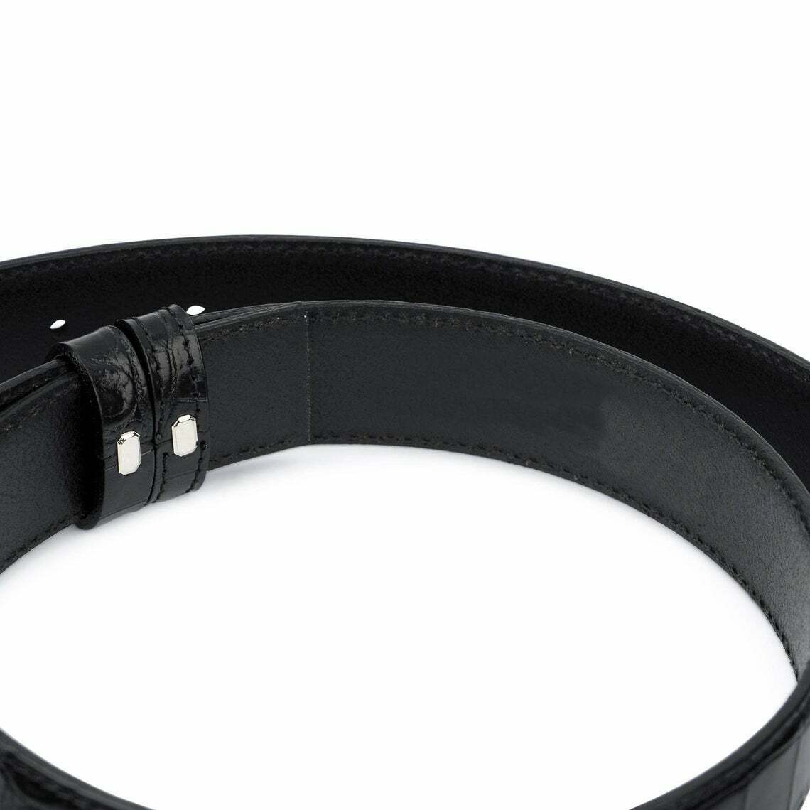Premium Black Crocodile Embossed Leather Belt for Men - 1 1/8 Inch Thin Dress Belt | Perfect for Dunhill Style & Formal Occasions