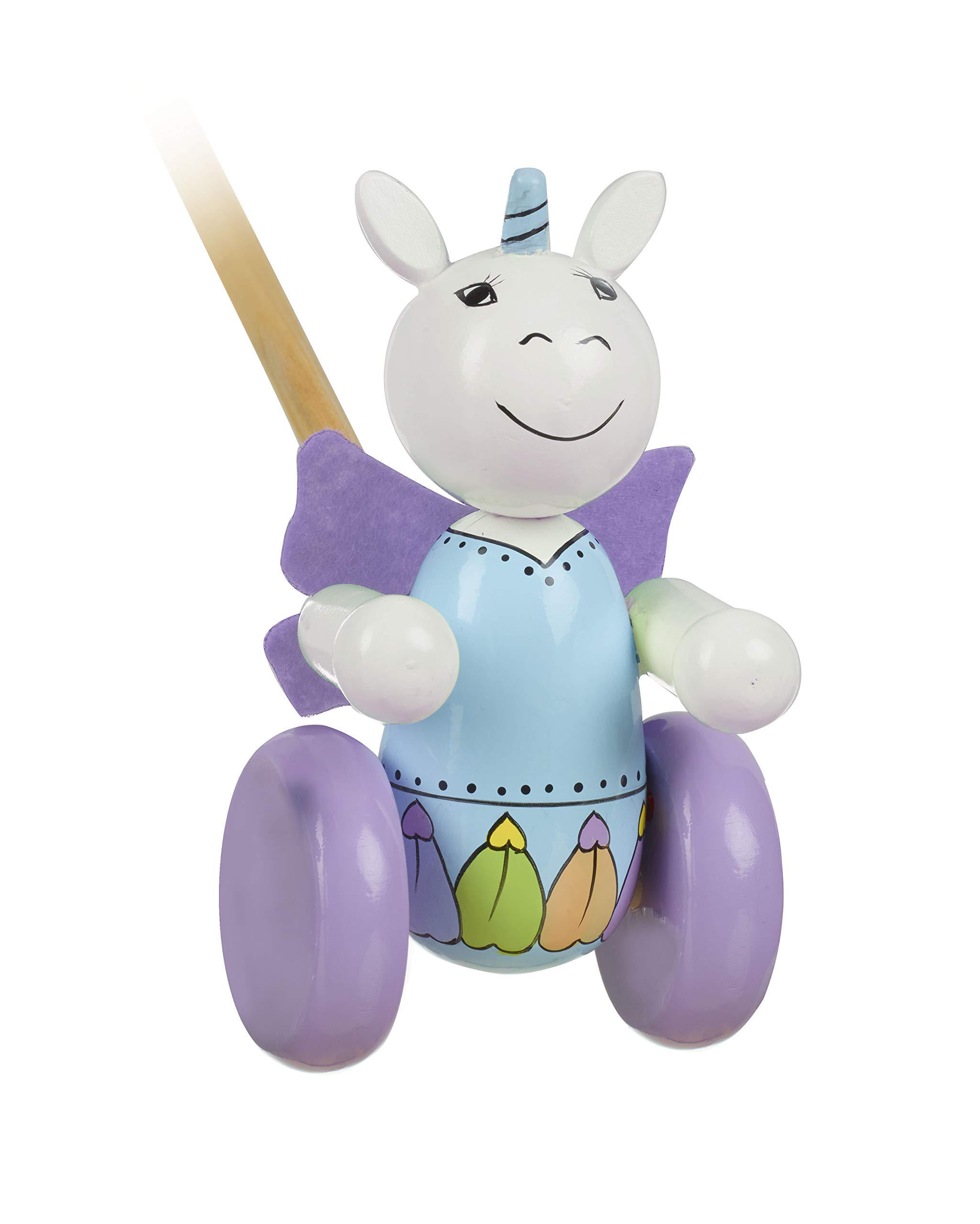 Orange Tree Toys Unicorn Push Along - Wooden Walking Toy for Toddlers 1-3 Years | Encourages Early Walking & Motor Skills | Perfect for Playtime, Birthday Gifts & Nursery Decor