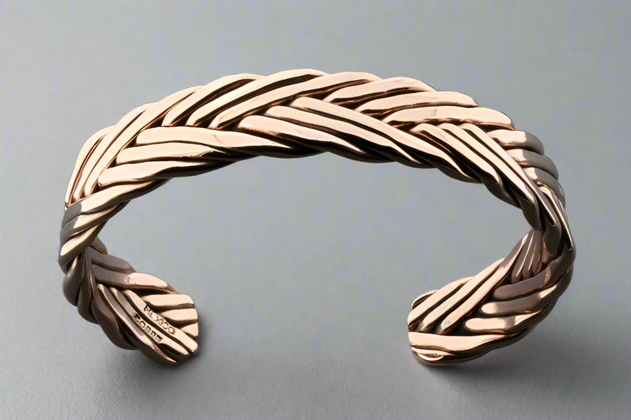 Premium Copper Plaited Flat Cuff Bracelet - Elegant Handmade Jewelry for Women, Boho Chic Accessory - Perfect for Casual Wear, Parties & Special Occasions