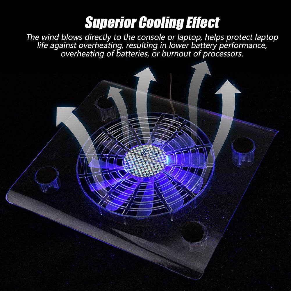 Ultra Quiet USB Laptop Cooling Pad with 6 RGB LED Fans - Adjustable Ergonomic Stand for Gaming Laptops, PS3, PC (Ideal for Gaming, Office Work & Long Computing Sessions)