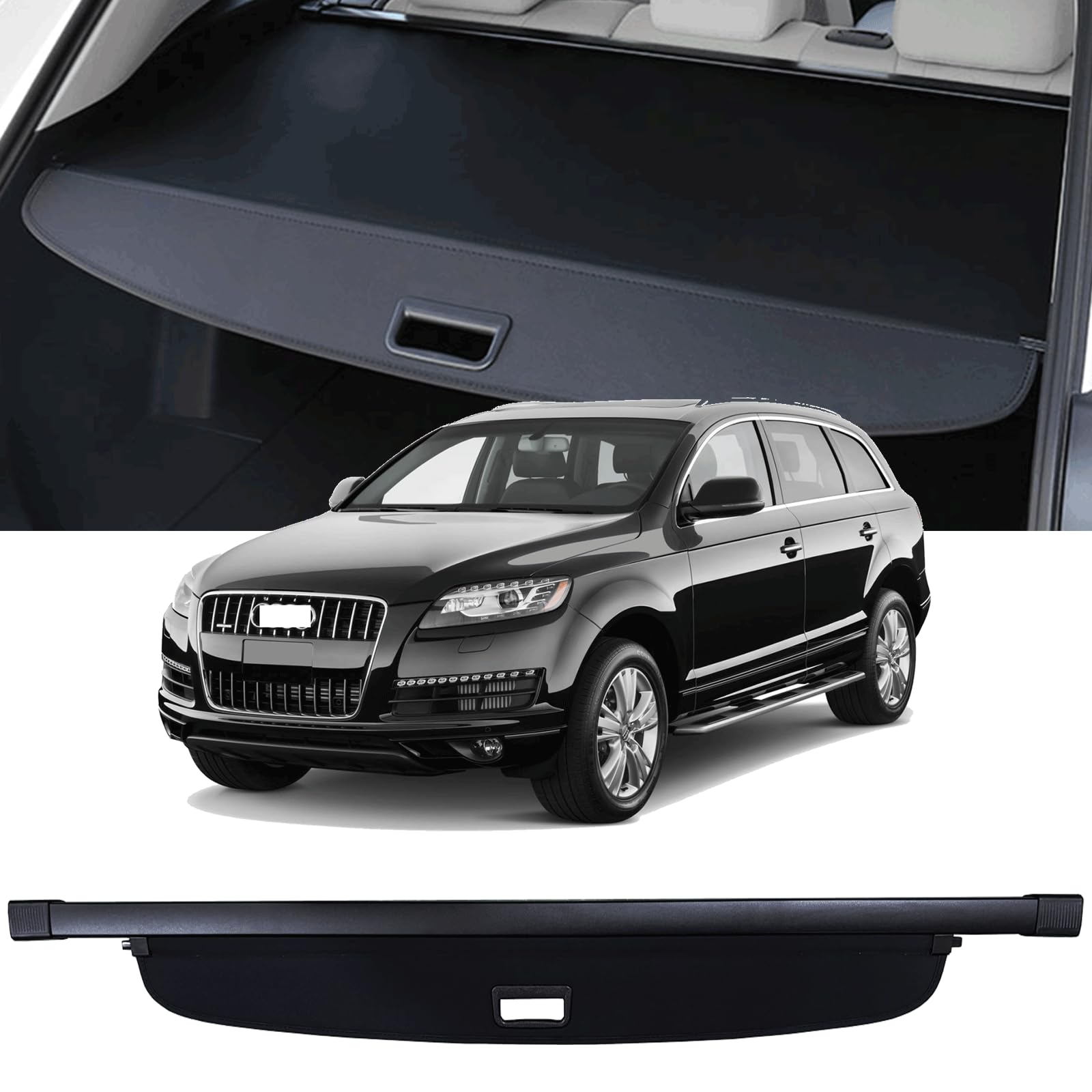 Premium Retractable Cargo Cover for 2007-2015 Audi Q7 - Trunk Security Shade, Privacy Screen & UV Protection - Perfect for Road Trips, Grocery Hauling and Vehicle Security