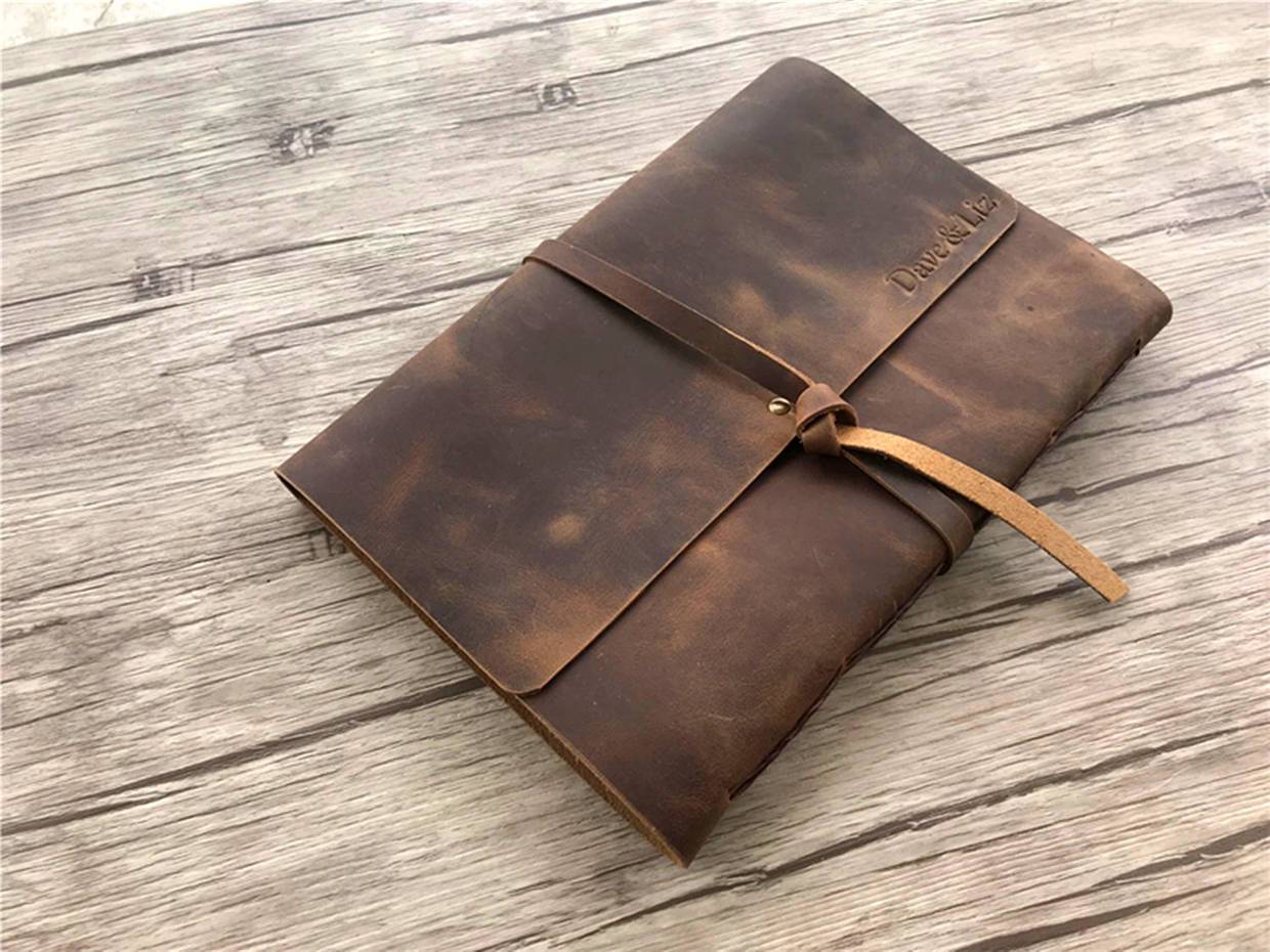 Personalized Leather Large Wedding Photo Album - Customizable Scrapbook for Couples, Bridal Shower Gift, Anniversary Keepsake - Perfect for Wedding Memories, Honeymoon Photos, and Family Albums