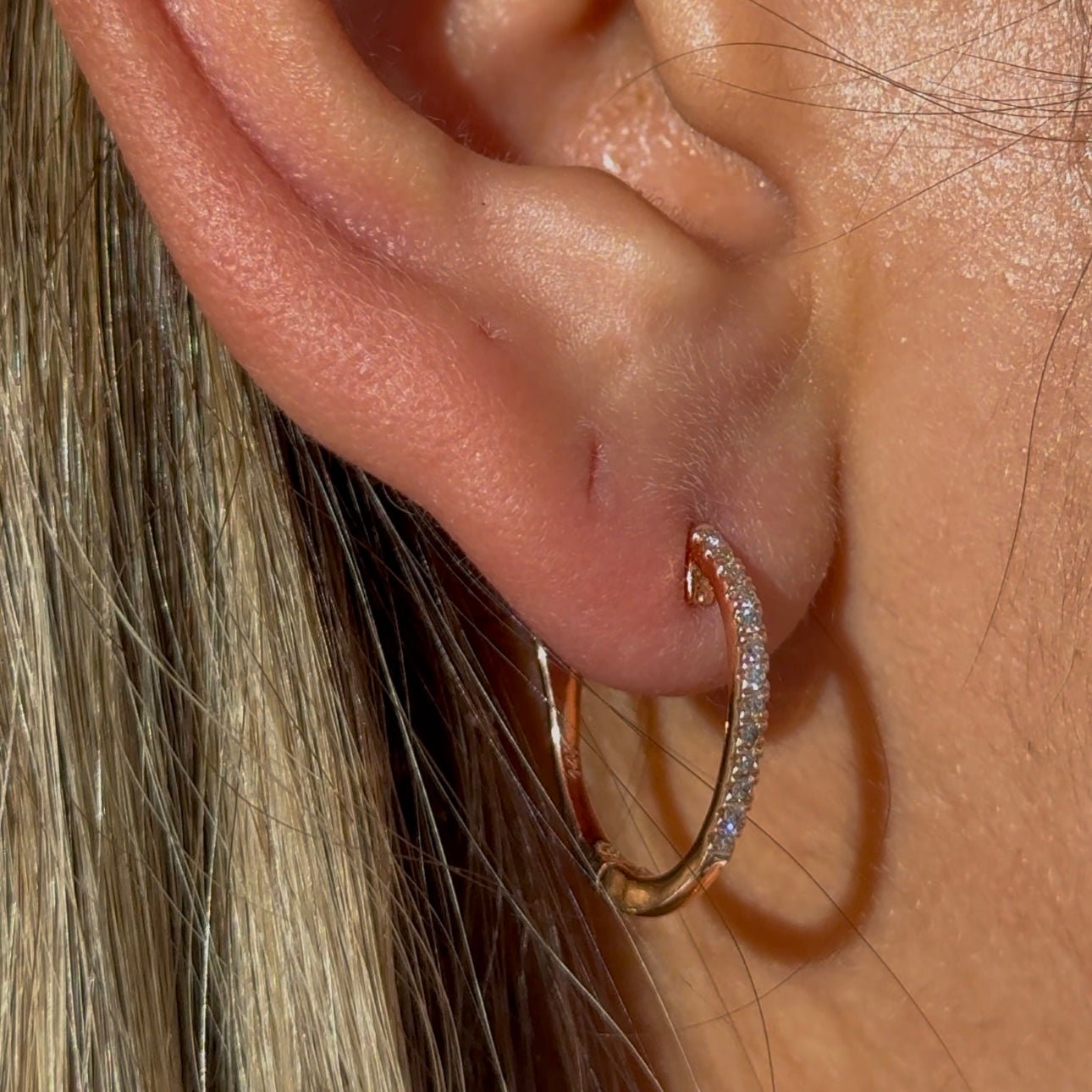 14K Yellow Gold Diamond Hoop Earrings for Women - Dainty Everyday Stud Earrings for Work, Date Night & Special Occasions