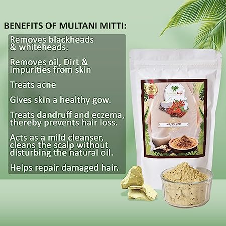 School Of Sage Multani Mitti (Fuller's Earth Clay) - 400 Gram Pack of 2 | Natural Face Mask for Acne, Oily Skin & Glowing Complexion | DIY Beauty & Ayurvedic Skincare