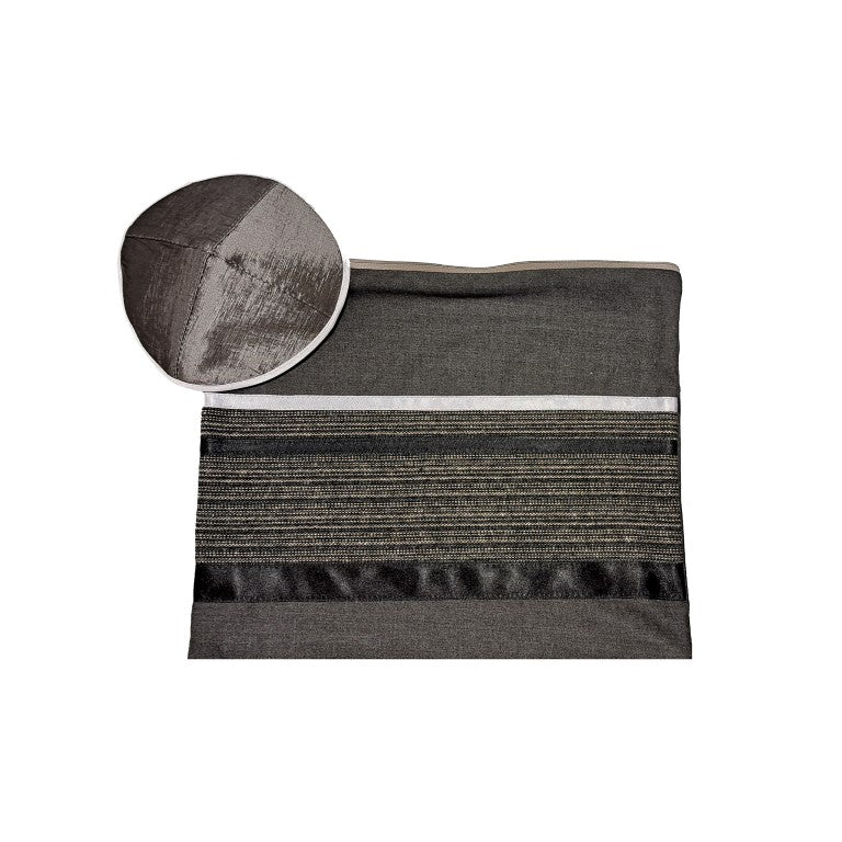 Elegant Gray Tallit Prayer Shawl - Premium Bar Mitzvah Tallit Set with Matching Bag - Perfect for Jewish Religious Ceremonies & Synagogue Worship