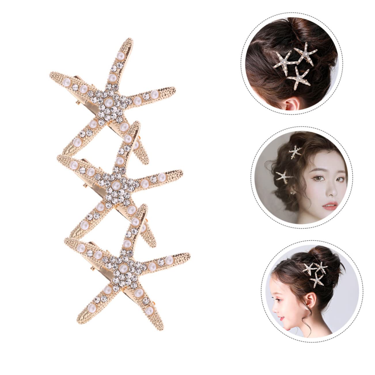 Elegant Gold Star Hair Barrettes for Bride - Mermaid Style Hair Pins