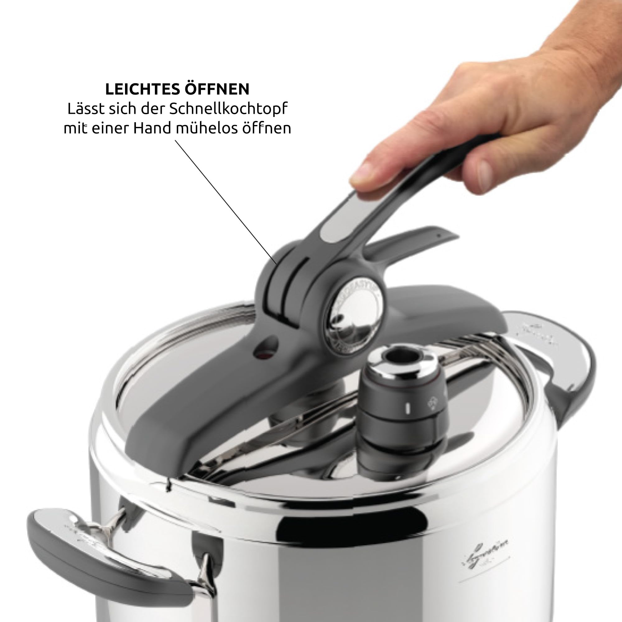 Lagostina Novia Vitamin Lagoeasy'UP 9L Stainless Steel Pressure Cooker (24cm) - Induction & Gas Compatible, Easy-Open Lid with Basket, Ecodose & Recipe Book - Perfect for Fast Cooking, Meal Prep & Healthy Eating