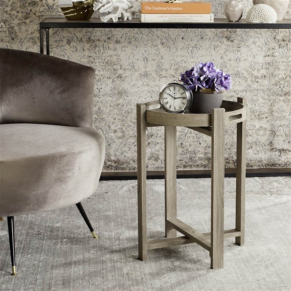 Safavieh Hamish Modern Farmhouse Light Grey Tray Top Side Table - Stylish End Table for Living Room, Bedroom & Office Decor