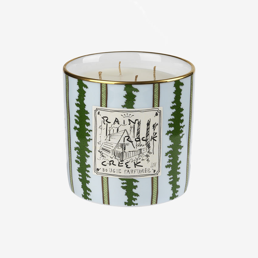 Ginori 1735 Profumi Luchino Scented Candle - Rain Rock Creek Fragrance, Luxury Home Decor, Italian Ceramic Candle for Relaxation & Aromatherapy - Perfect for Bedroom, Bathroom & Living Room