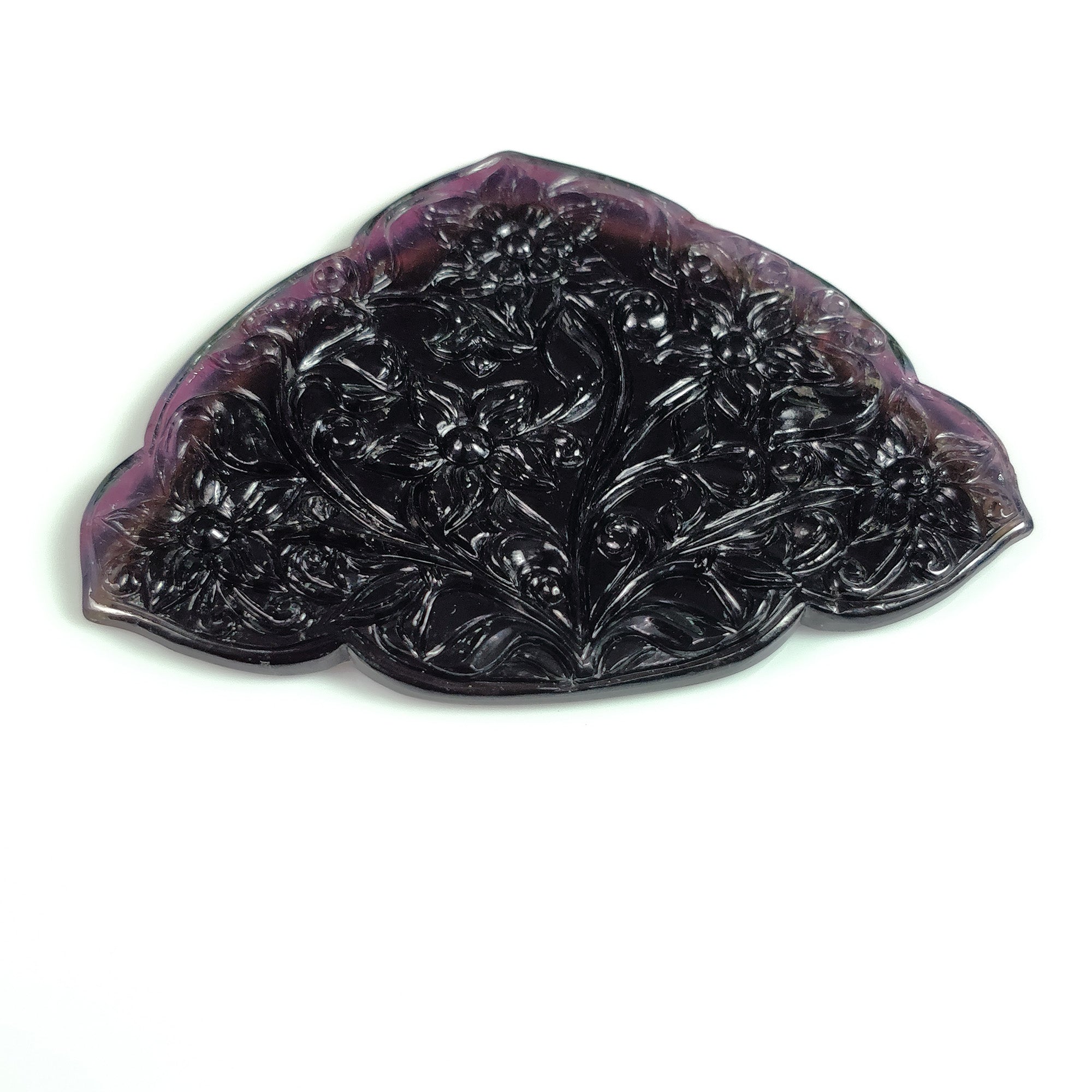 Exclusive Rare BLACK PINK TOURMALINE Gemstone Carving - 191.54cts Natural Untreated Hand Carved Tourmaline Flower (82x60x6mm) | Unique Jewelry Making, Crystal Healing & Luxury Gift for Collectors