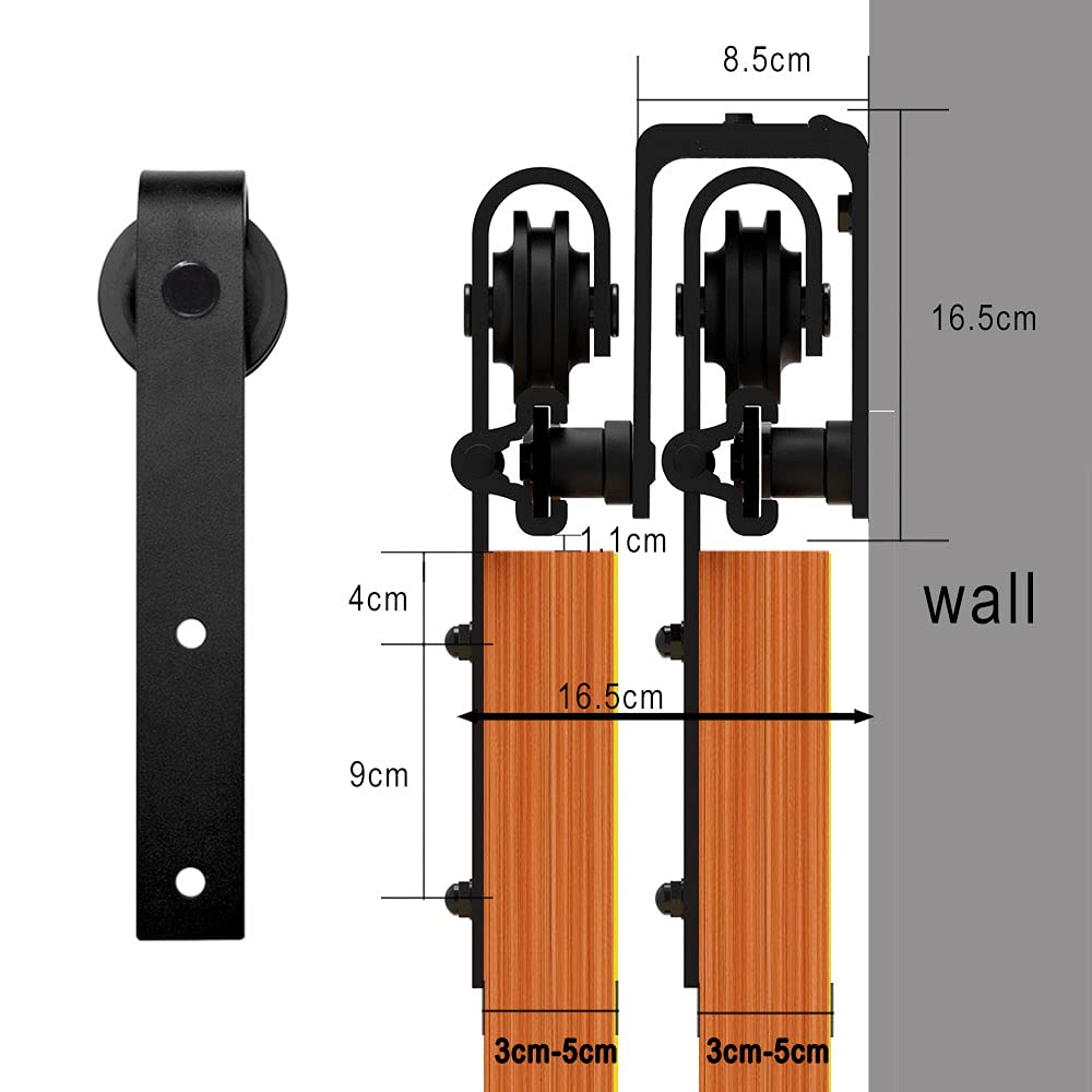 15FT Bypass Sliding Barn Door Hardware Kit for Double Wooden Doors - Smooth & Quiet J-Shape Hanger - Easy Installation - Perfect for Home Offices, Bedrooms, and Rustic Interior Design