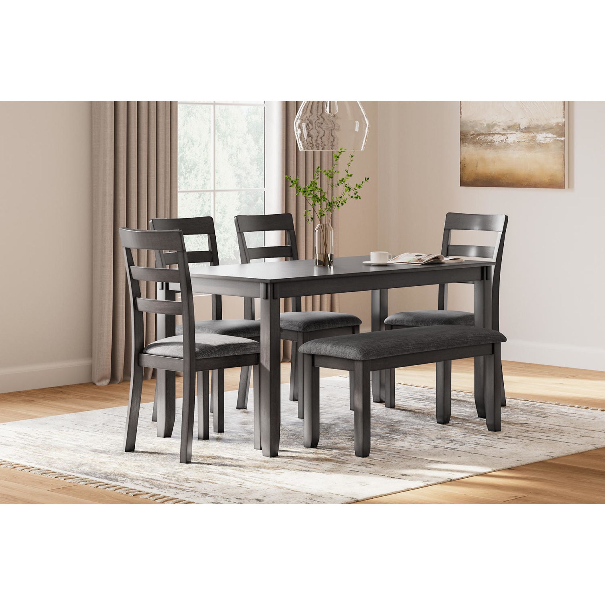 Stylish 5-Piece Bridson Dining Set - Modern Wooden Table & Chairs for Kitchen & Dining Room - Perfect for Family Meals & Entertaining Guests