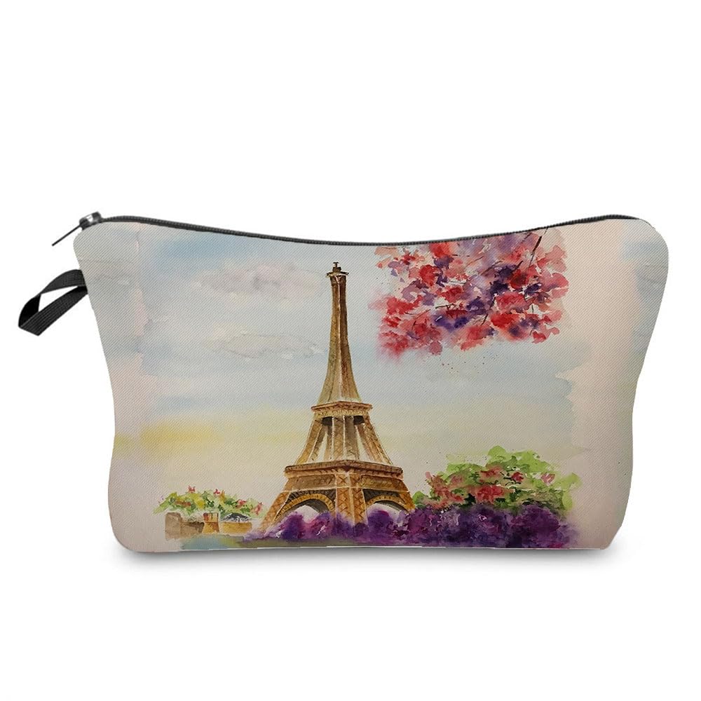 Paris Eiffel Tower Makeup Bag - Cute Small Travel Cosmetic Organizer with Zipper, Vintage Toiletry Pouch for Women | Perfect Gift for Birthday, Christmas, Sisters & Friends | Great for Travel, Daily Use & Cosmetics Storage