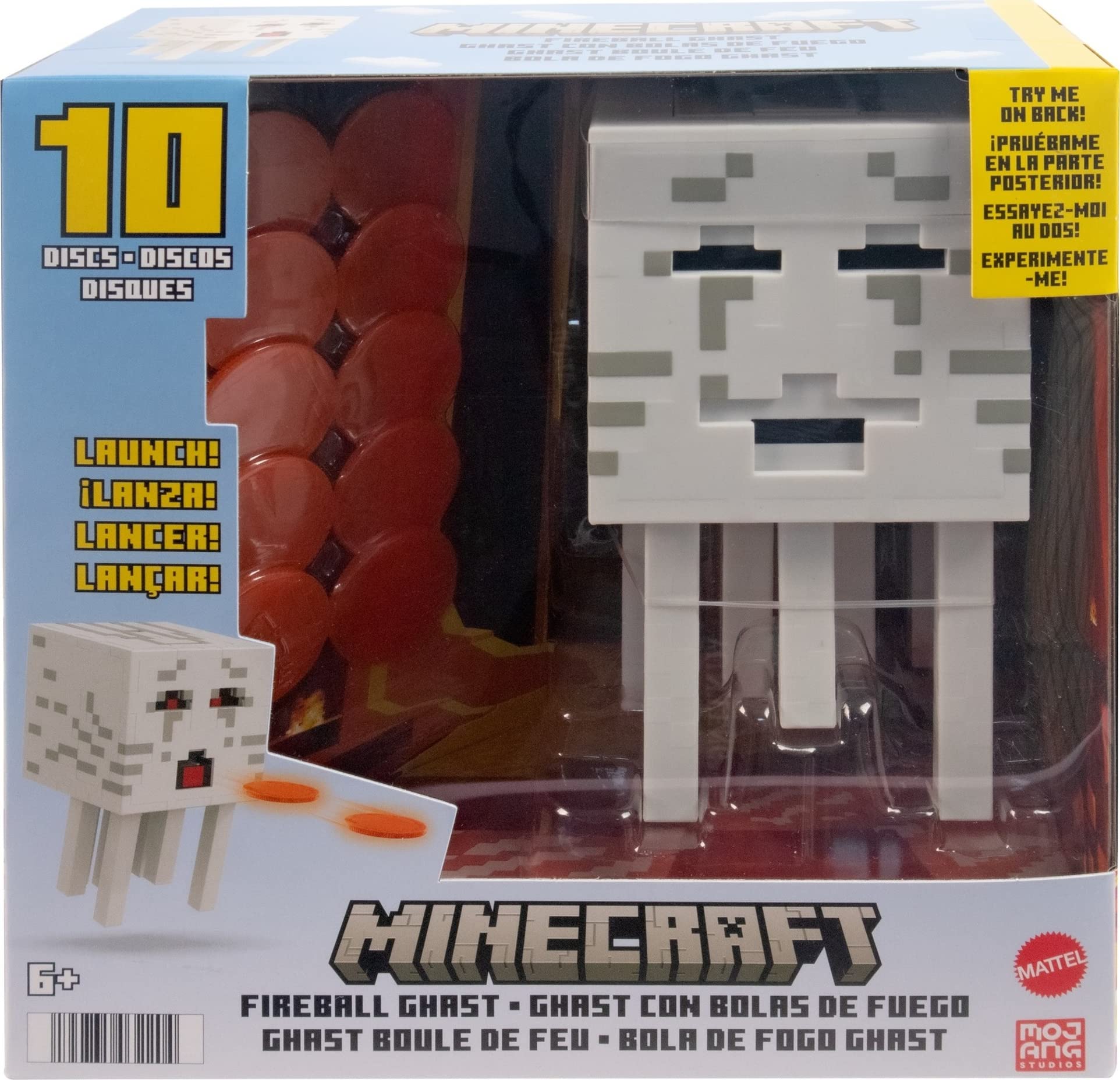 Mattel Minecraft Fireball Ghast Action Figure with 10 Shooting Discs - Official Video Game Collectible Toy for Kids & Fans - Perfect for Minecraft Battles & Display Collections