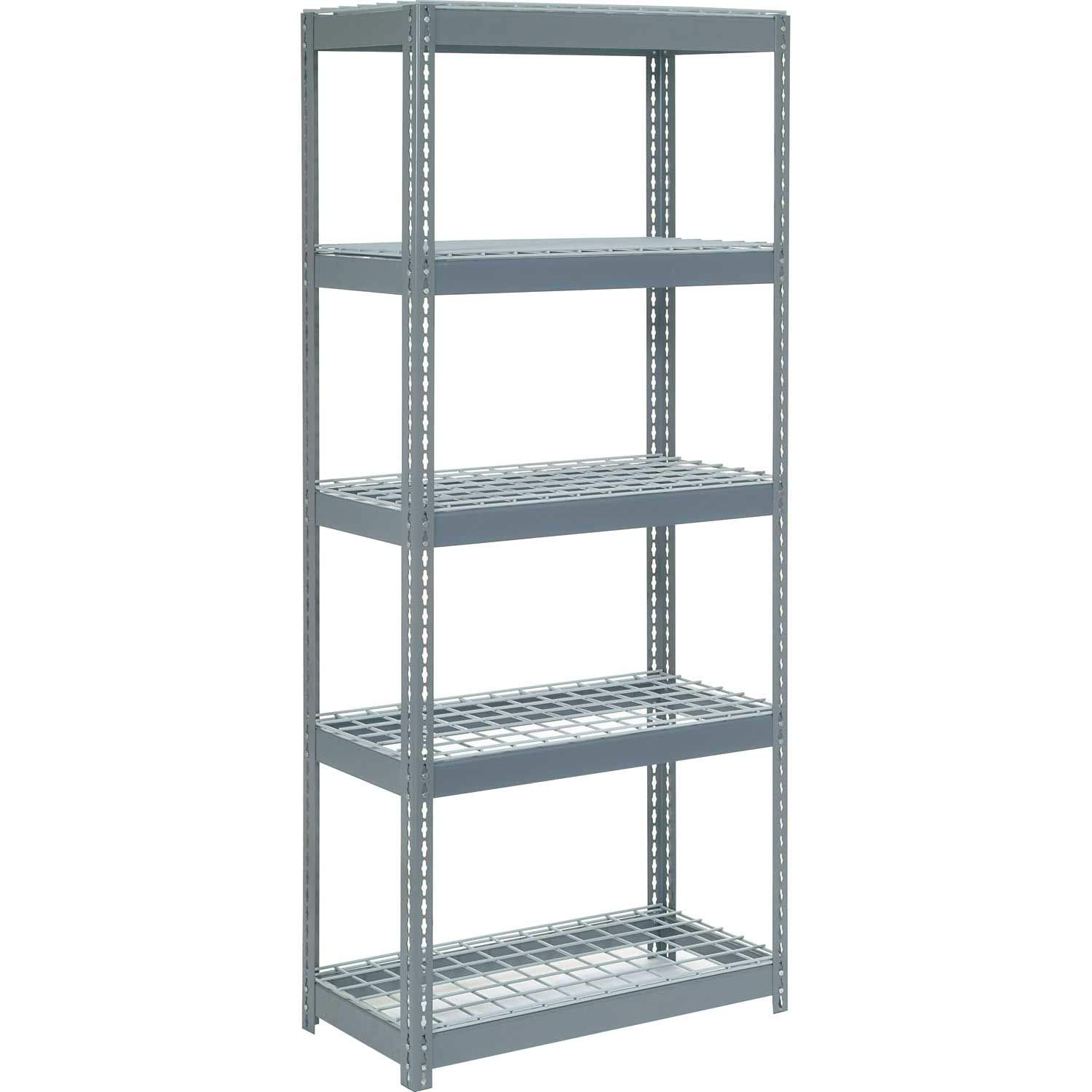 Heavy Duty Boltless Shelving Unit 36x24x60 Inches - 5-Tier Industrial Storage Rack with Wire Deck Shelves for Garage, Warehouse & Home Organization