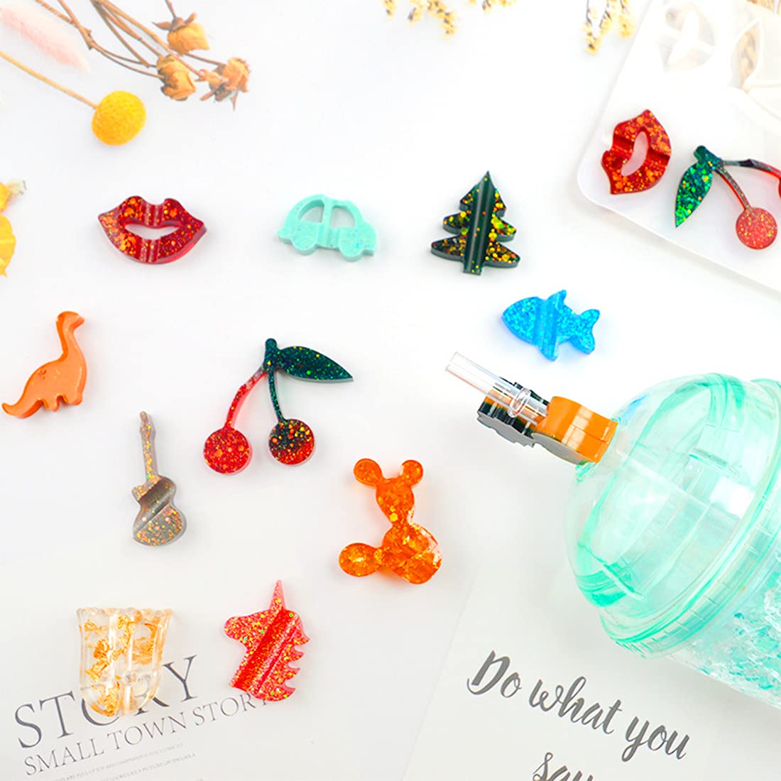 Voyyphixa 4-Pack Silicone Straw Topper Molds for Epoxy Resin Casting - Animal Shaped Straw Topper Attachments for Tumblers, Cups & DIY Drinkware Decorations - Perfect for Crafting, Party Favors & Handmade Gifts