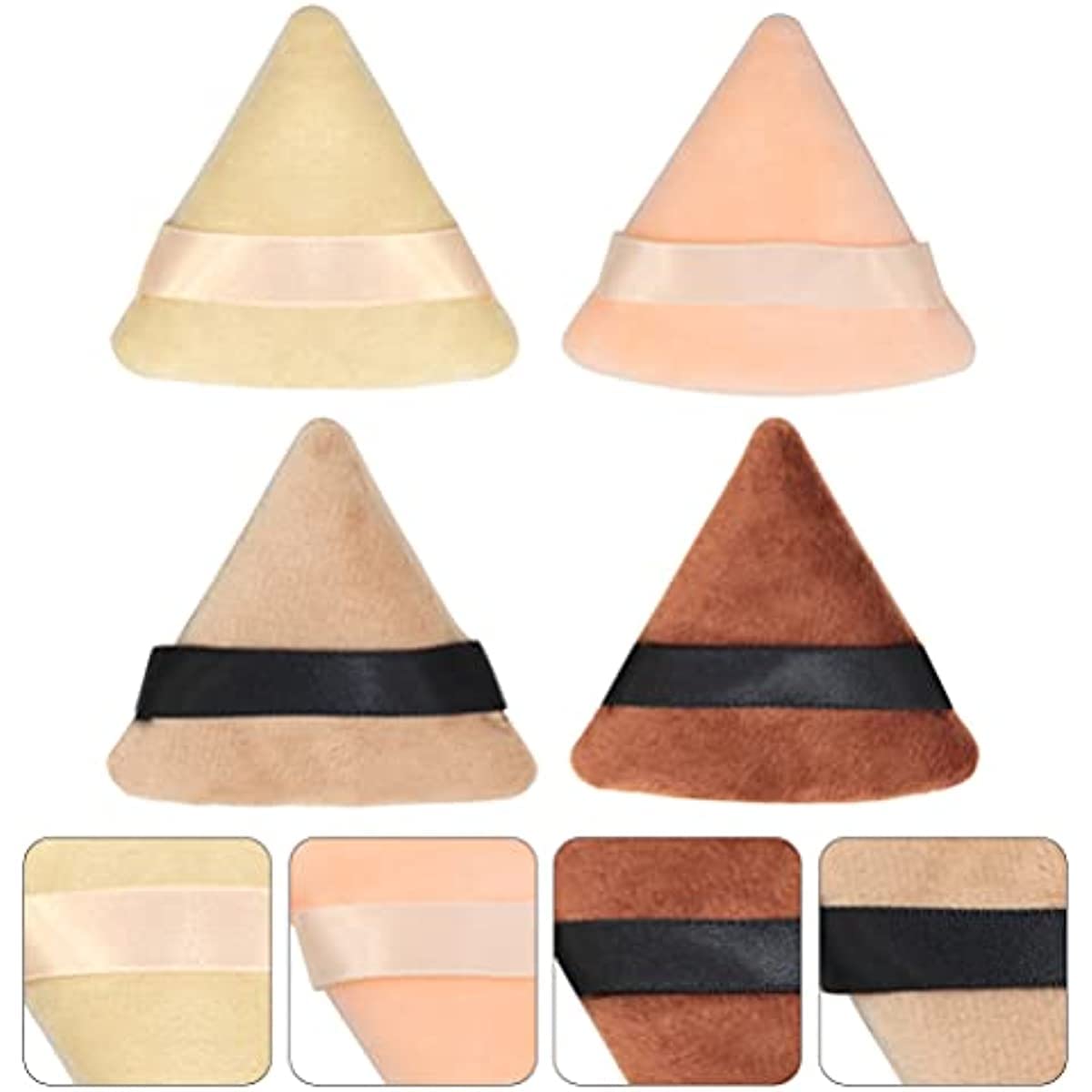 4pcs Premium Triangle Powder Puffs with Strap - Soft Cosmetic Sponges for Face & Under Eyes - Ideal for Loose Powder, Foundation & Body Makeup Application - Perfect for Daily Makeup & Professional Use