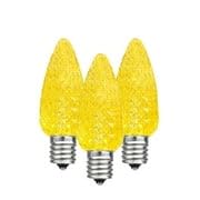 25PK C7 LED Faceted Ultra Bright Dimmable Christmas Light Bulbs - Yellow Outdoor String Lights for Holiday Decorations, Tree Lighting & Patio Illumination