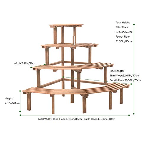 4-Tier Pine Wood Corner Shelf - Plant Stand for Flower Pots, Garden Decor & Indoor/Outdoor Display | Perfect for Small Spaces, Balconies & Patios