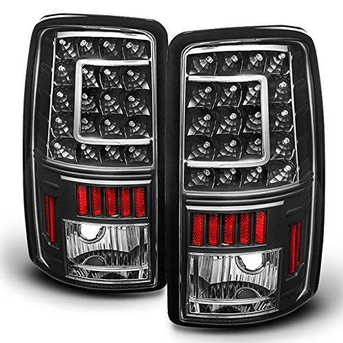 AKKON G2 Black C-Style LED Tail Lights Brake Lamps Pair for 2000-2006 Chevy Suburban Tahoe & GMC Yukon XL Denali Liftgate Models - Upgrade Your Ride with Durable, Bright LED Lighting for Night Driving and Enhanced Safety