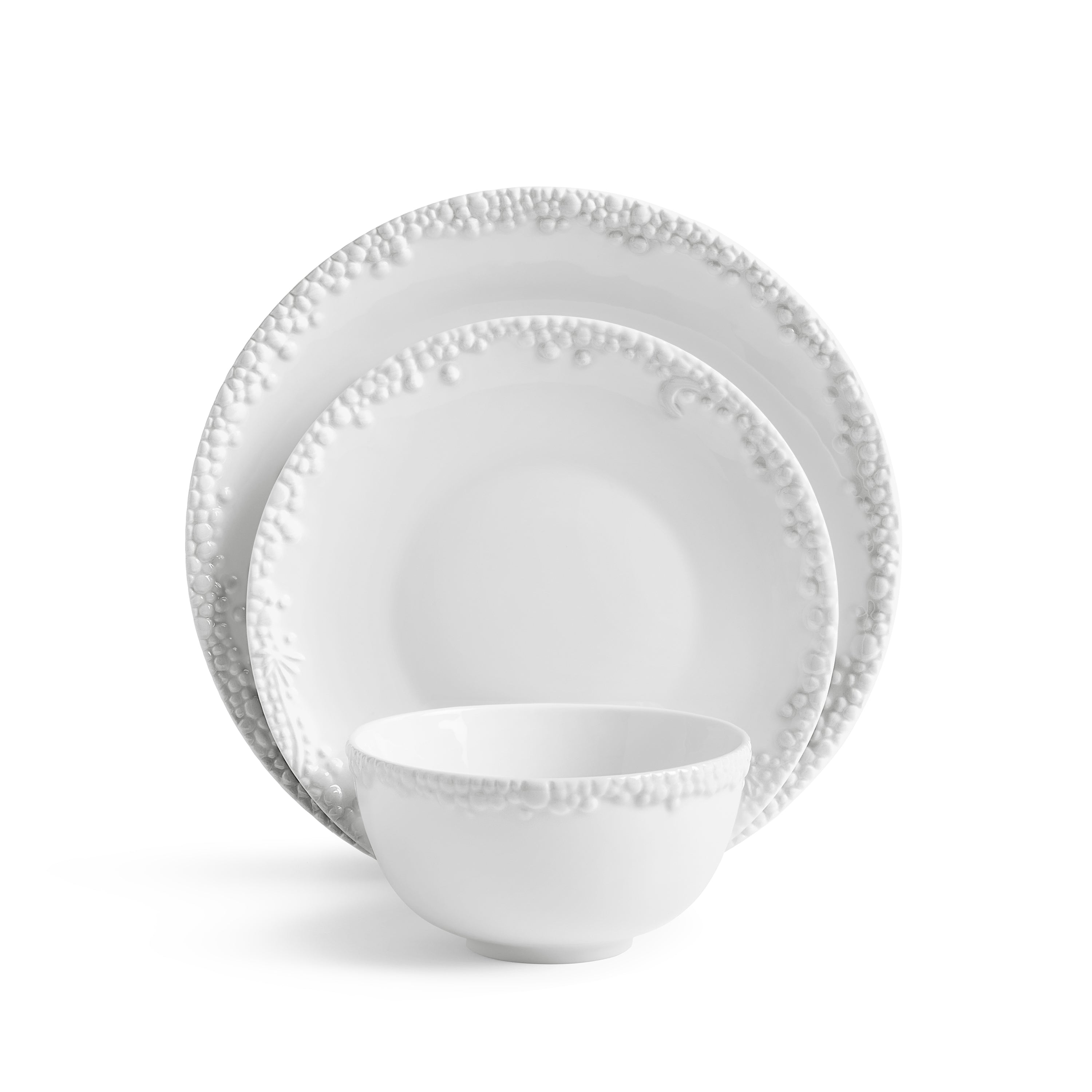 Premium Haas Mojave 3-Piece White Dinnerware Set - Elegant Porcelain Plates & Bowls for Everyday Dining, Entertaining & Gifting