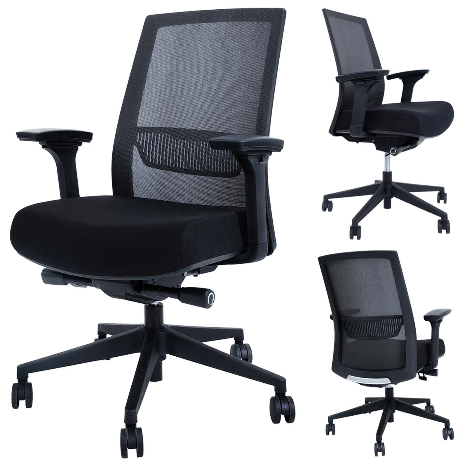 AIMEZO Ergonomic Office Chair with Lumbar Support - Mid Back Mesh Computer Desk Chair with Flip-Up Armrests & Thick Cushion - Black - Perfect for Home Office, Gaming & Workspace Comfort