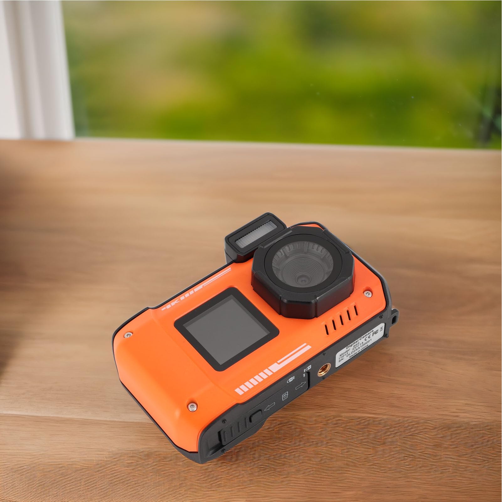 48MP 4K Waterproof Digital Camera with 16X Zoom, Autofocus & Anti-Shake | 2500mAh Battery & Dual Screens for Perfect Selfies | Ideal for Outdoor Sports, Snorkeling, Beach Trips & Underwater Photography (Orange)