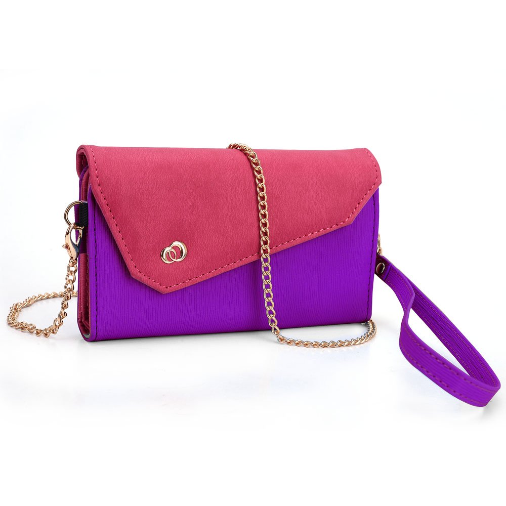 Kroo Women's Crossbody Phone Wallet Clutch Purse with Detachable Shoulder Strap - Purple & Magenta | Perfect for Parties, Travel, and Everyday Use