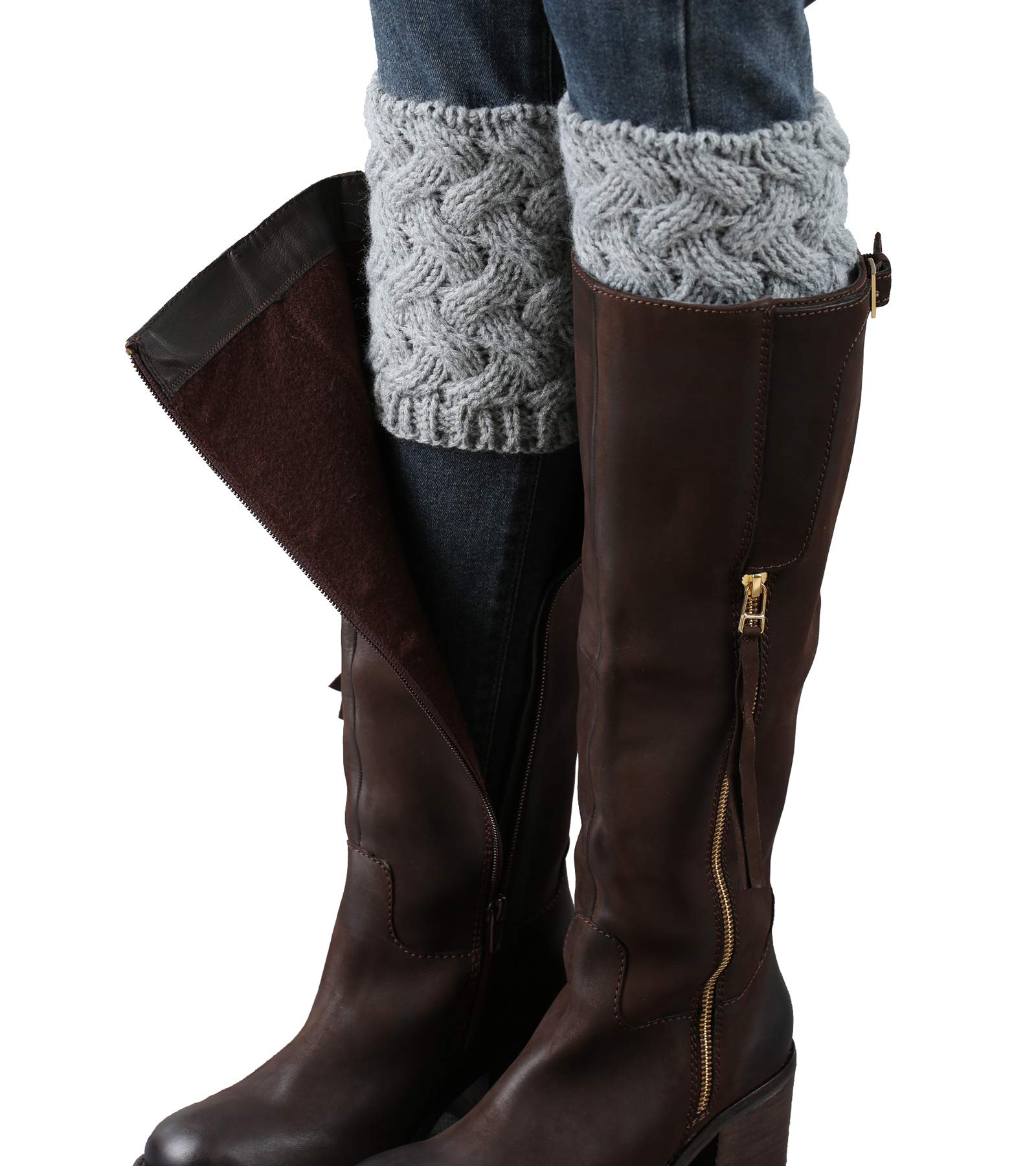 LEVAO Women's Winter Boot Cuffs - Crochet Knitted Boot Toppers & Leg Warmers for Ankle Boots - Cozy Fashion Accessories for Cold Weather, Outdoors & Office Wear